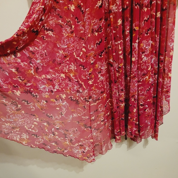 NEW Free People High Low Mini Midi Dress Pink Purple V Neck Boho Tunic - Picture 6 of 8